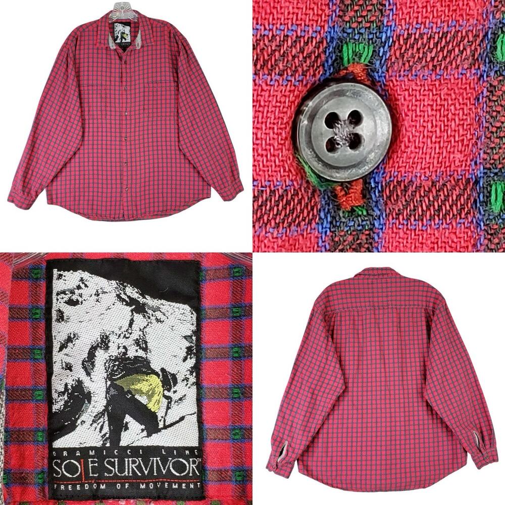 Gramicci Shirt Men’s Sole Survivor Large 100% Cotton LS Button Red Plaid